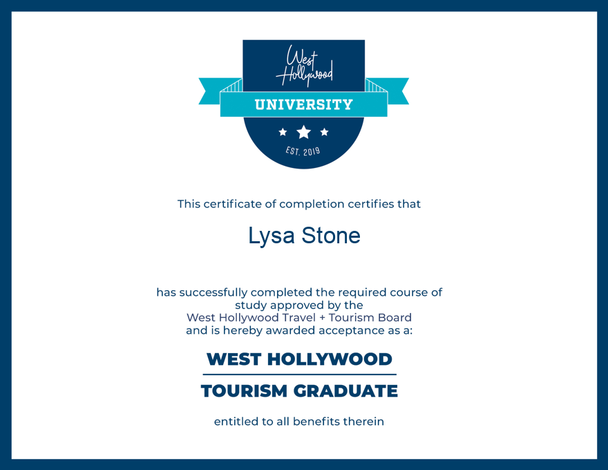 West Hollywood travel agent West Hollywood diploma